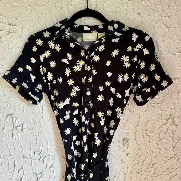 Dresses & Skirts - Cynthia Rowley Daisy Print Black Floral Shirt Cottagecore Button Front Size 12